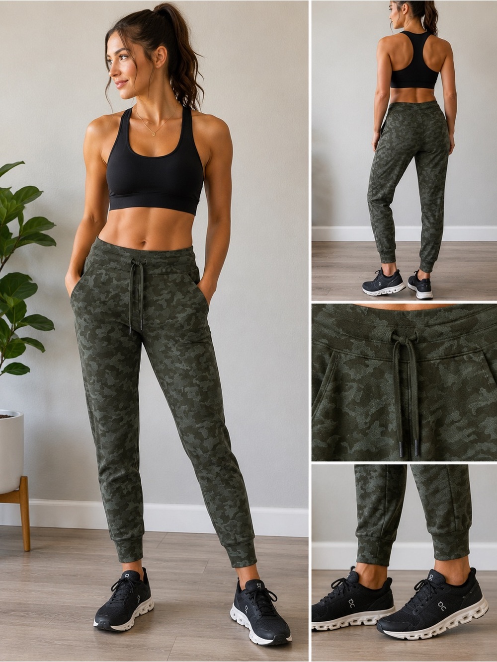 Lululemon Women’s Size 6 Camo Jogger Pants Green Drawstring Athleisure